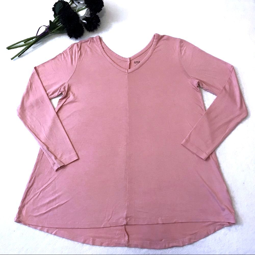 a.n.a. Long Sleeve Tee Size Small Petite Pink